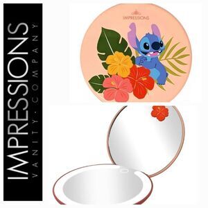 Impressions X Disney Stitch LED Rechargeable Compact Mirror- Coral